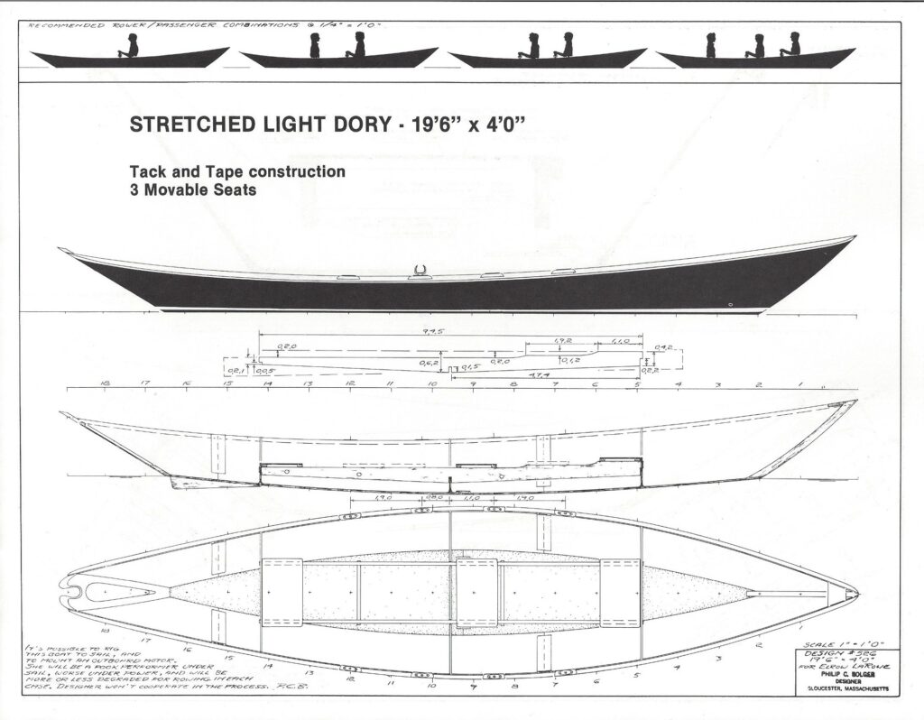 Stretched Light Dory, designed by Philip C Bolger, is a row boat I would love to build.