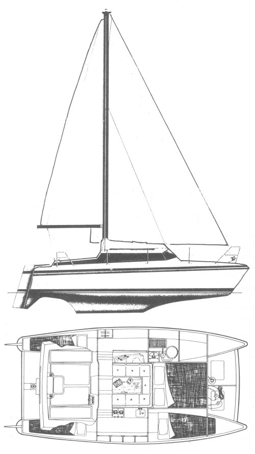 Prout Sirocco: profile and accommodation diagrams. It also falls into the under 30-foot category